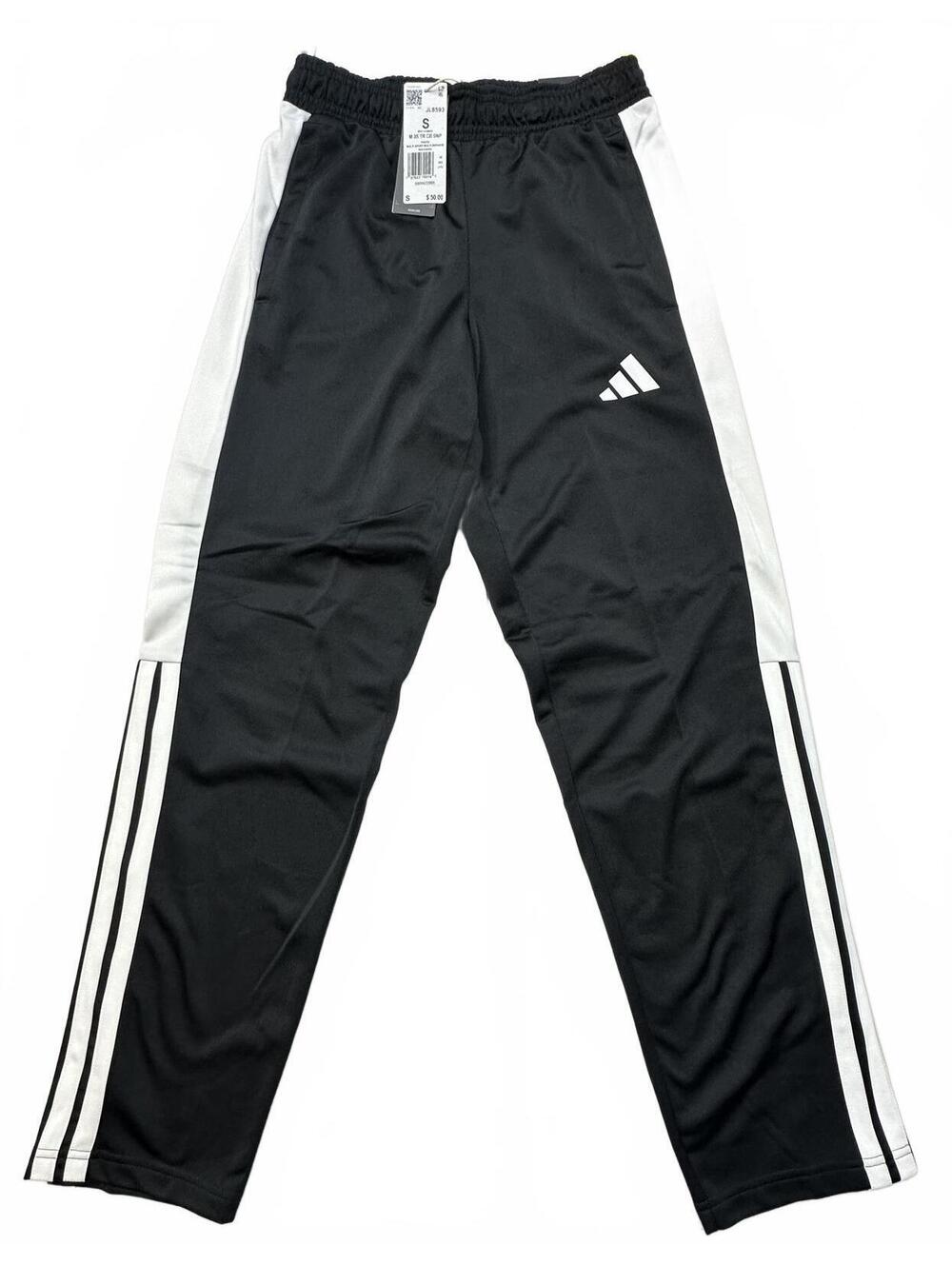 NWT Adidas Men’s Small Snap Track Pants Black White 3-Stripes